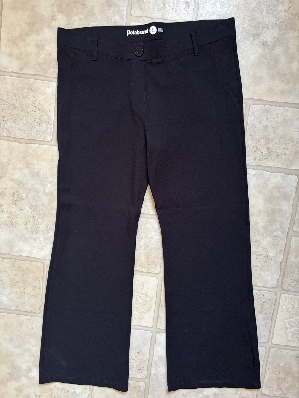 Betabrand Women’s Large Petite Black Pull On Bootcut Yoga Dress Pants